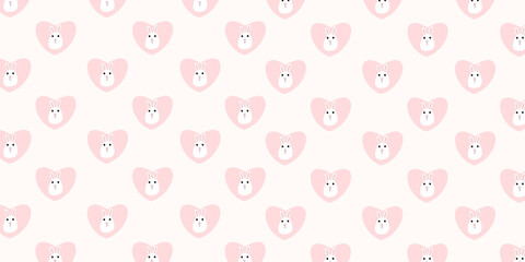 Poster - Simple bunny pattern in love shape for background design. Cute girls wallpaper theme