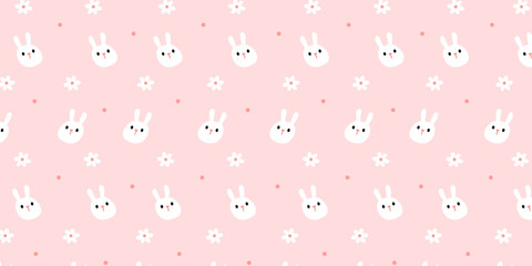 Poster - Cute bunny pattern for background design. Minimalist rabbit illustration for girls wallpaper