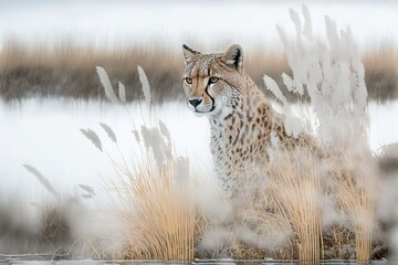 Wall Mural - Leopard Stock Photo, Wildlife Photography, Generative Ai