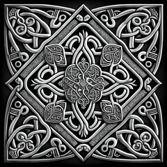 Wall Mural - a black and white image of a celtic design, gothic art, black background, intricate patterns, intricate