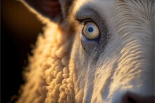  A Close Up Of A Cow With A Blue Eye And A White Cow With A Blue Eye And A Black Background With A White Cow.  Generative Ai