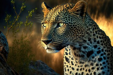 Wall Mural - Leopard Stock Photo, Wildlife Photography, Generative Ai