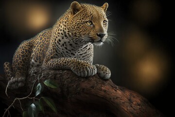 Wall Mural - Leopard Stock Photo, Wildlife Photography, Generative Ai