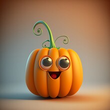 Cute Pumpkin Character, Generative AI