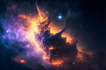Wall Mural - space illustration with stars and nebula. generative ai