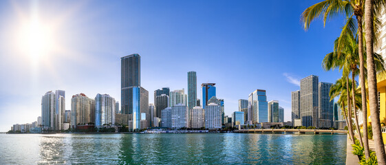the skyline of miami seen from burlingame island
