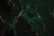  A Green And Gold Marbled Surface With A Black Background And A Gold Border Around It, With A Black Background And A Green Center.  Generative Ai