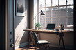 © Marcus - Home office desk with city view — Generative AI