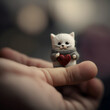 © Attila - Cute cat figure holding a heart for valentines day