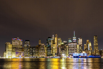 Poster - Panoramic night View of Manhattan in New York