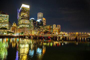 Canvas Print - Boston cityscape at night