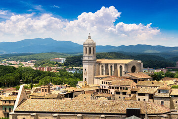 Canvas Print - Panoramic view of Girona