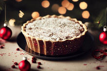 Mince Pie, Delicious On A Plate, Bokeh Background, Generative AI