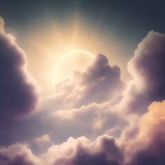 Wall Mural - Generative AI: Beautiful sky and clouds in soft pastel color. Soft cloud in the sky background