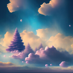 Wall Mural - Generative AI: Beautiful sky and clouds in soft pastel color. Soft cloud in the sky background