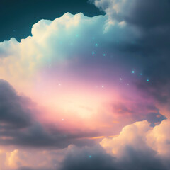 Wall Mural - Generative AI: Beautiful sky and clouds in soft pastel color. Soft cloud in the sky background