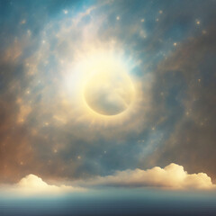 Wall Mural - Generative AI: Beautiful sky and clouds in soft pastel color. Soft cloud in the sky background