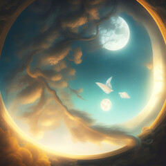Wall Mural - Generative AI: Beautiful sky and clouds in soft pastel color. Soft cloud in the sky background