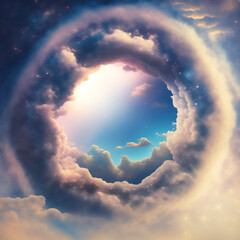 Wall Mural - Generative AI: Beautiful sky and clouds in soft pastel color. Soft cloud in the sky background