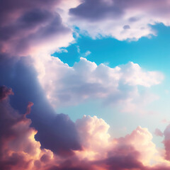 Wall Mural - Generative AI: Beautiful sky and clouds in soft pastel color. Soft cloud in the sky background