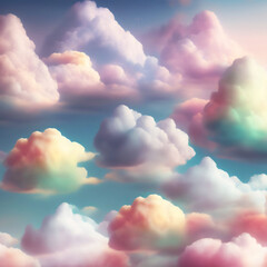 Wall Mural - Generative AI: Beautiful sky and clouds in soft pastel color. Soft cloud in the sky background