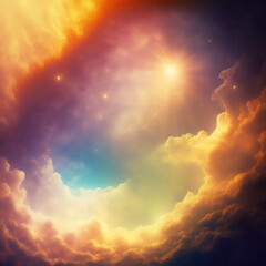 Wall Mural - Generative AI: Beautiful sky and clouds in soft pastel color. Soft cloud in the sky background