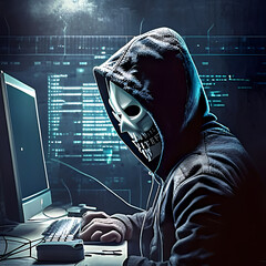Wall Mural - Picture of hacker in hoodie