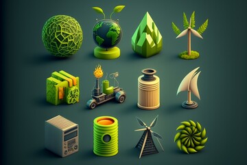 3D rendered energy saving creative concept models, Generative AI