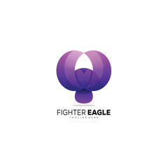 Wall Mural - fighter eagle logo vector gradient color design symbol