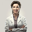 Portrait of a beautiful doctor in front of a screen (AI Generated)