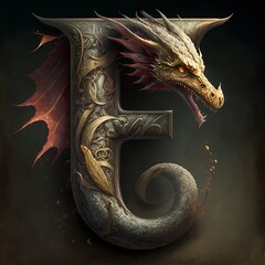 Wall Mural - Dragon Letter F