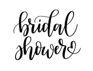 Wall Mural - Bridal shower. Cute modern calligraphy wedding doodle with heart on transparent background