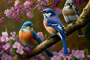 Cute little spring birds (AI Generated)