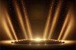 Gold lights rays stage scene background podium created by generative AI