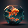Goldfish in bowl dark background