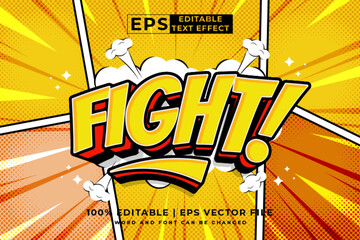 Canvas Print - Editable text effect - fight comic 3d cartoon template style premium vector