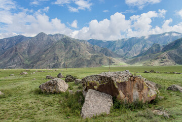 altay, mountain, landscape, sky, nature, summer, hill, peak, rock