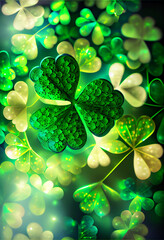 Aufkleber - Beautiful Festive background with shining clover shamrocks and golden bokeh. St. Patrick's Day backdrop.	