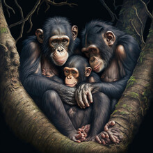 Chimpanzee Family (Mother And Baby)