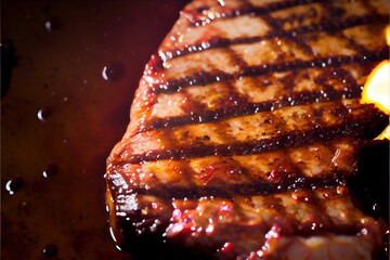 Wall Mural - Grilled steak closeup