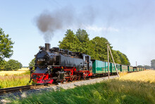 Rasender Roland Steam Train Locomotive Railway In Beuchow, Germany
