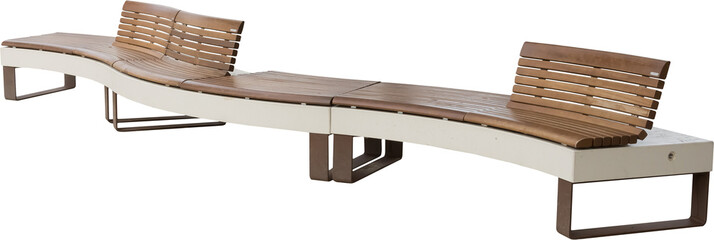 Poster - Isolated PNG cutout of a modern wooden street bench on a transparent background, ideal for photobashing, matte-painting, concept art