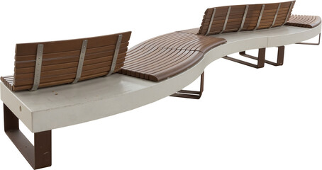 Poster - Isolated PNG cutout of a modern wooden street bench on a transparent background, ideal for photobashing, matte-painting, concept art