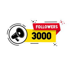 Wall Mural - 3000 followers design social network number anniversary celebrate of subscribers or followers and likes. Social sites post design, greeting card vector illustration.