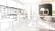 canvas print picture - Cute designed kitchen (project)