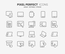 Personal Devices Thin Line Icons