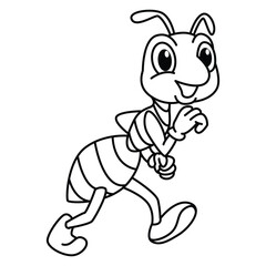 Wall Mural - Funny walking ant cartoon coloring page