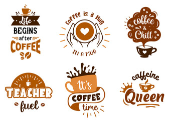 Wall Mural - coffee sign with quotes. set of coffee symbols. cafe emblem designs. coffee badge.