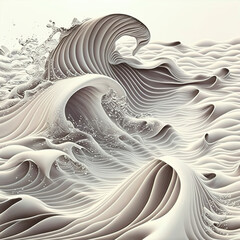 Wall Mural - Silver White water abstract flowing paint as artistic wallpaper for design, elegant and slime blob color, created with Generative AI technology