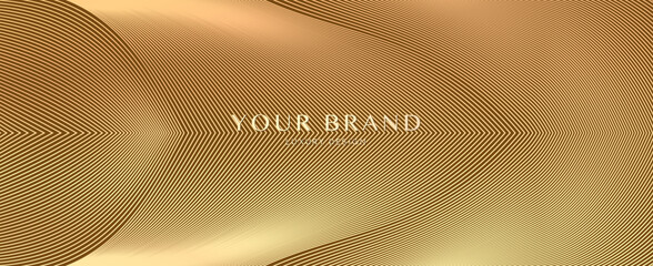 Premium background design with digital line pattern in gold colour. Vector horizontal gold template for business banner, formal invitation, luxury voucher, prestigious gift certificate